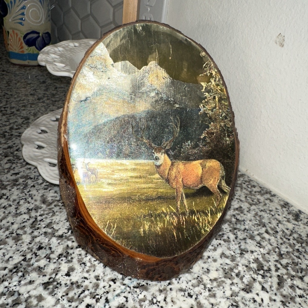 Vtg 1990s Fawn of Lakeshore Deer Wood Slab   Hand Maid OAK 150 - 197 Colorado